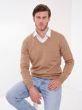 Pull Col V – Camel – Homme