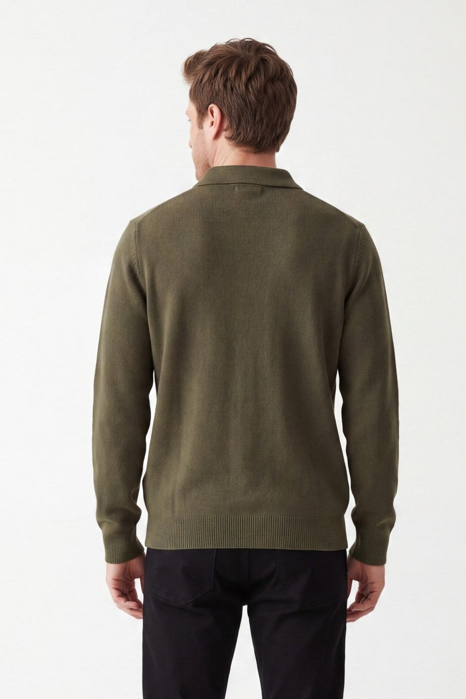 Pull Camionneur Demi-Zippé – Kaki – Homme