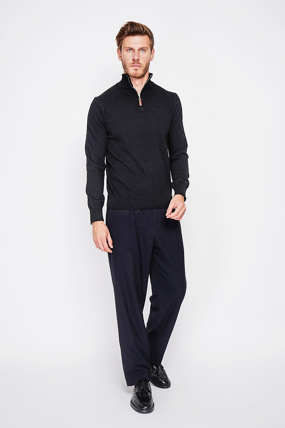 Pull Camionneur Zippé – Noir – Homme