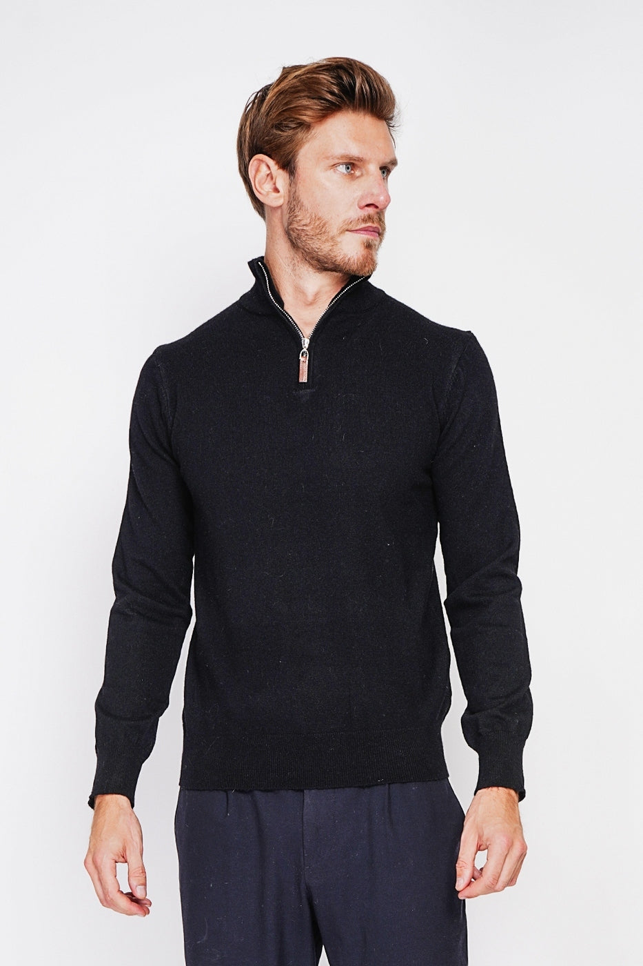 Pull Camionneur Zippé – Noir – Homme