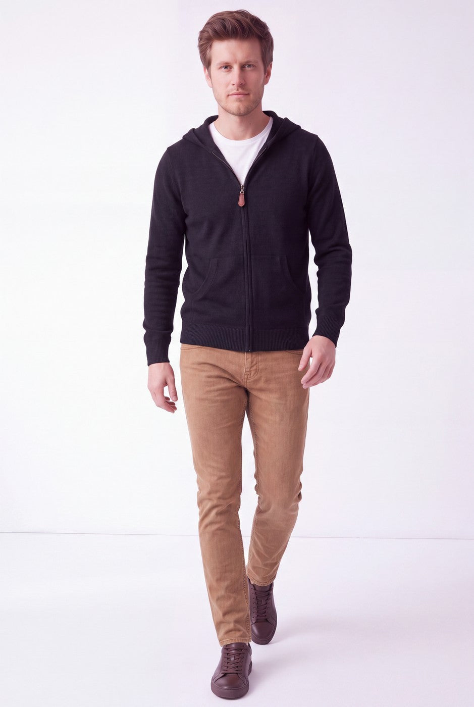 Gilet Zippé À Capuche – Noir – Homme