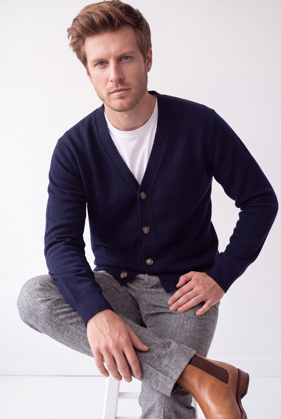 Men's cardigan - Midnight blue