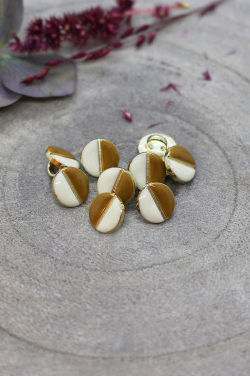 Boutons Wink Off-White - Ochre x10
