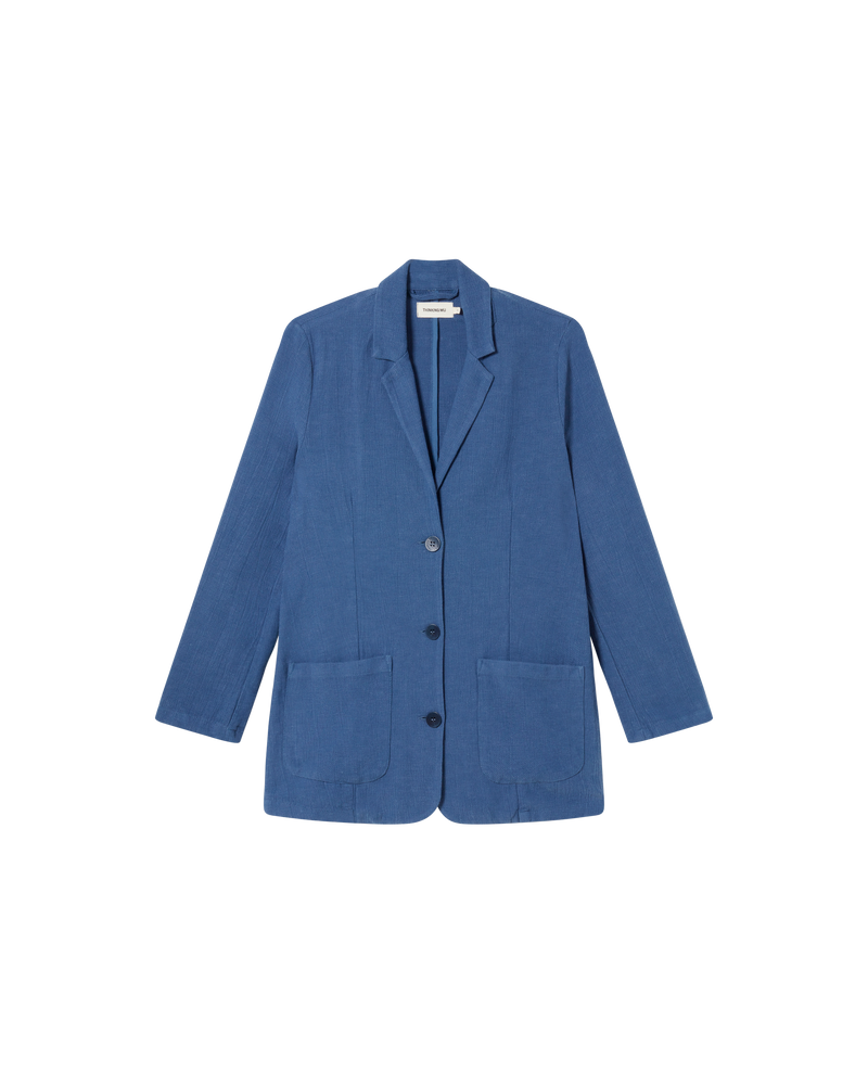 Chaqueta azul Bruna sostenible  - silueta