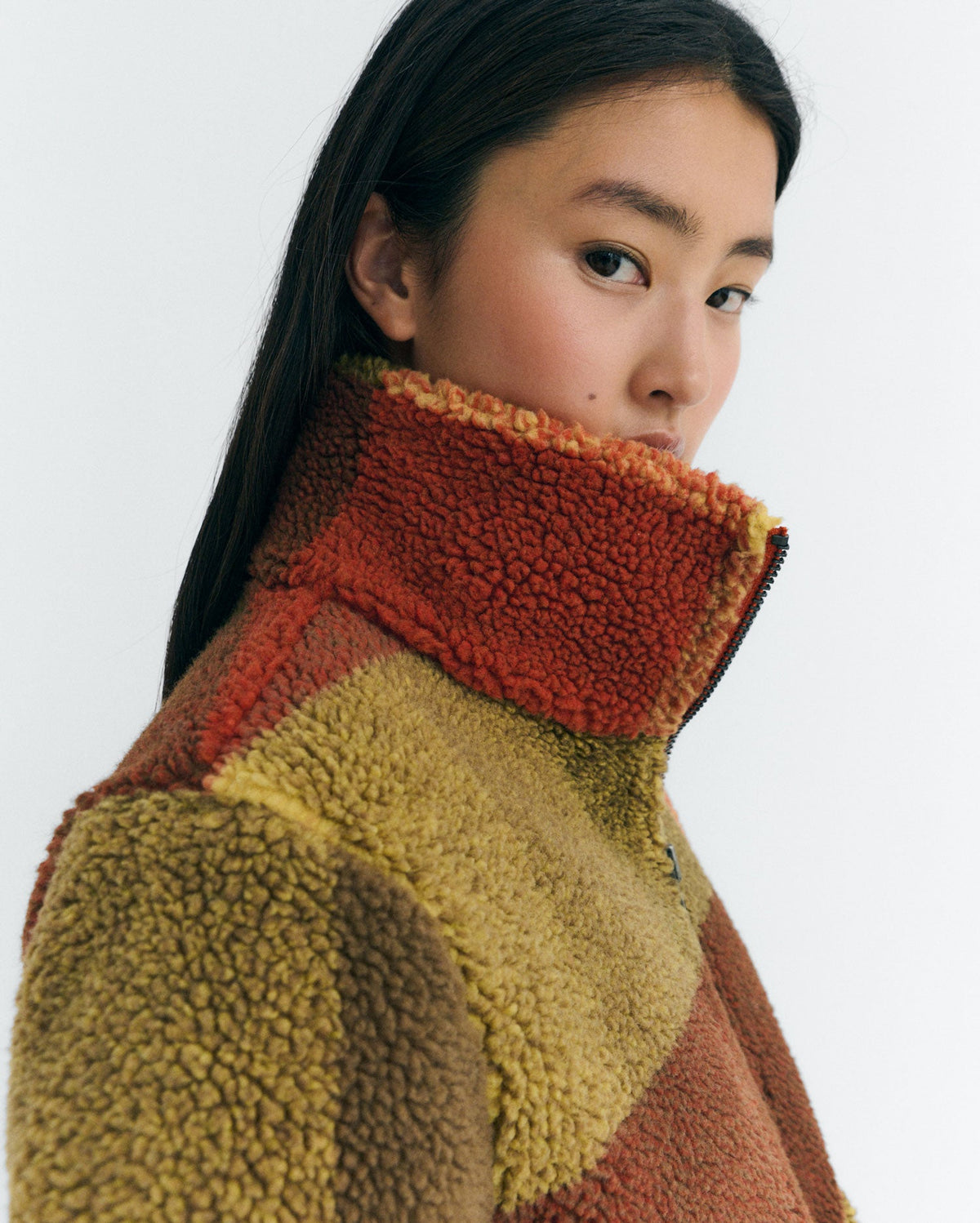 Geruit sherpa-jack Sophie - Bruin