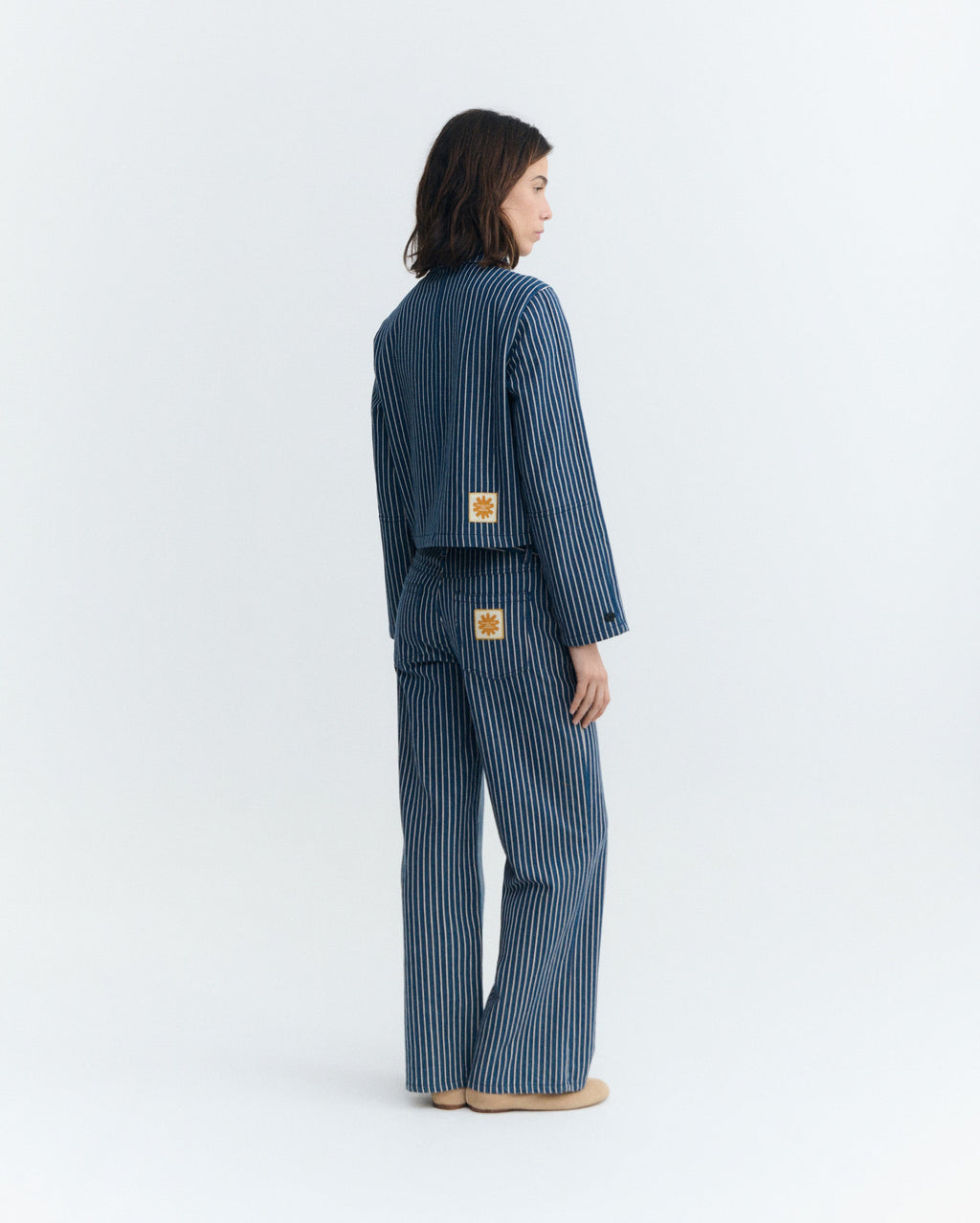 Chaqueta rayas tinte natural railway Astrid sostenible - 4