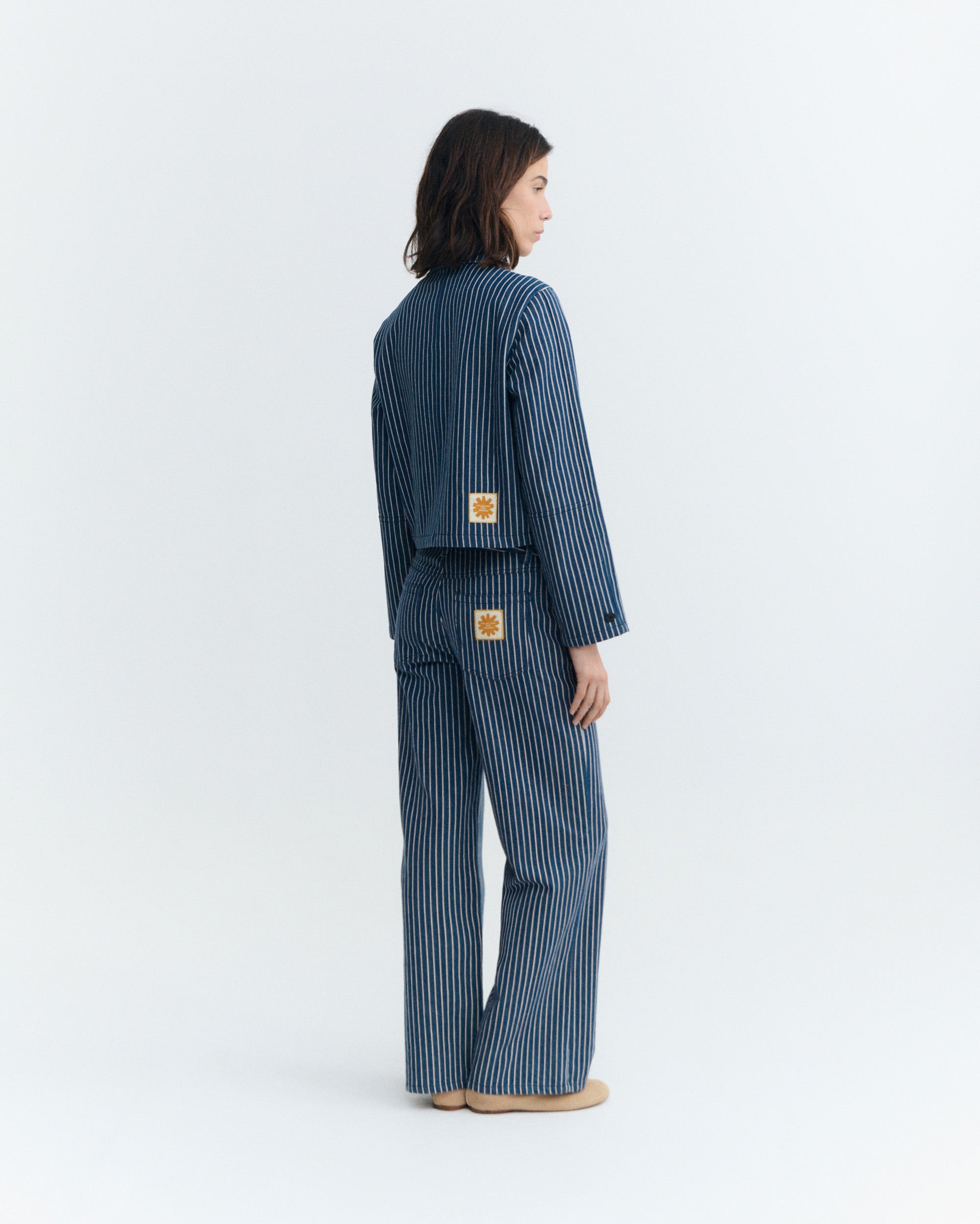 Chaqueta rayas tinte natural railway Astrid sostenible - 4