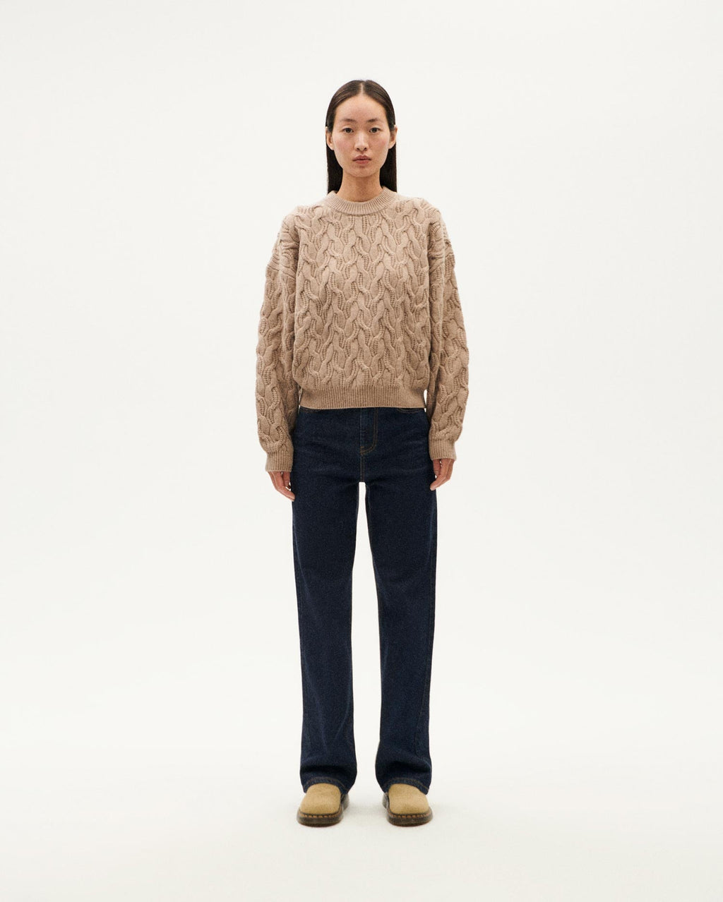 Carmen Cable-Knit Wool Jumper - Beige