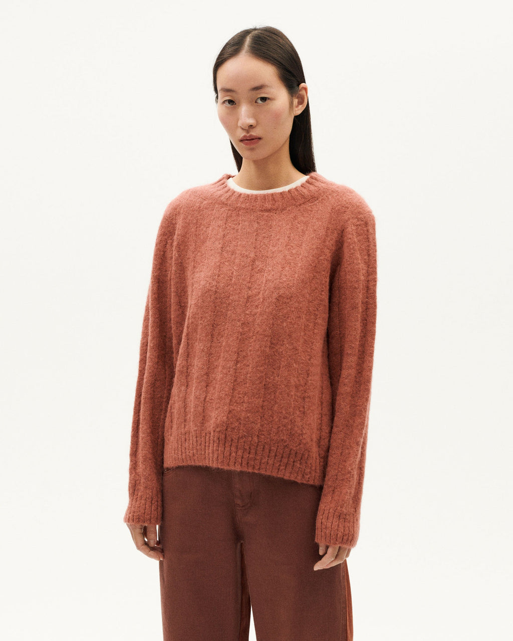 Maglione rosso lana alpaca Layan sostenibile-1