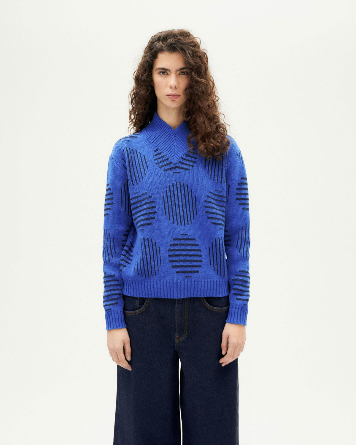 Maglione blu in lana merino japan Miranda sostenibile - 1