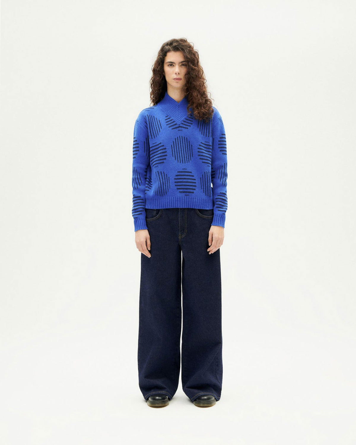 Maglione blu in lana merino japan Miranda sostenibile - 2