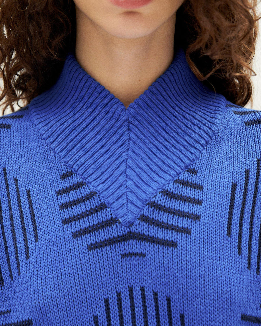 Maglione blu in lana merino japan Miranda sostenibile - 3