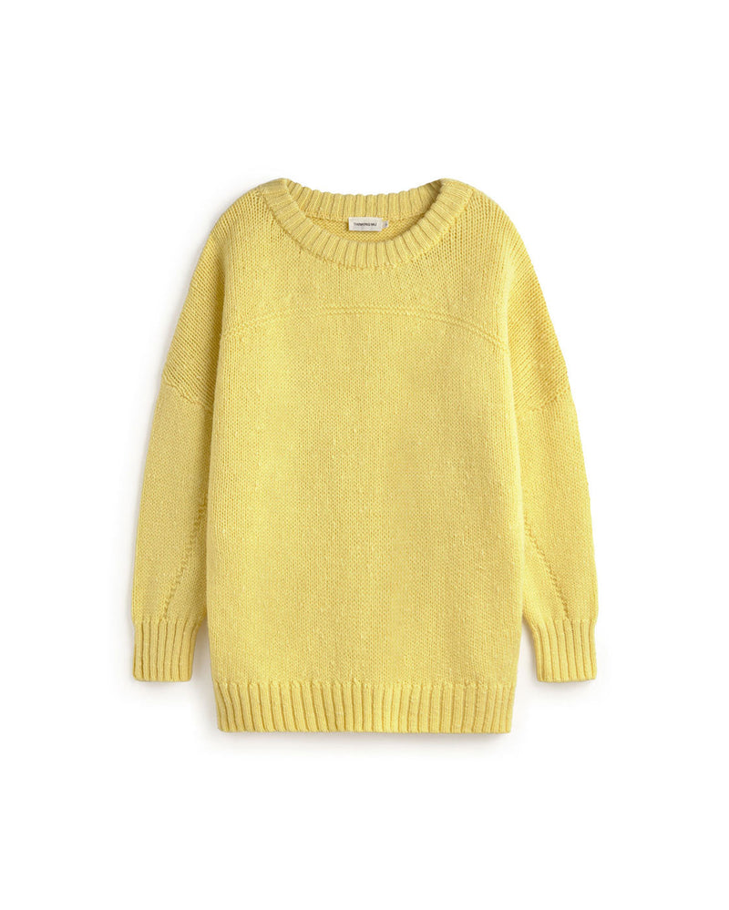 Jersey oversize lana merino amarillo Liza sostenible - silueta 1
