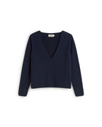 Aloma sustainable blue cashmere jumper silhouette - 1