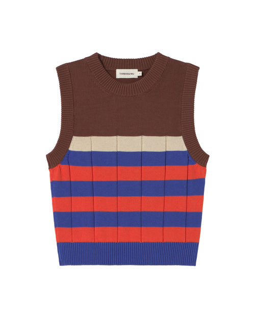 Chaleco punto rayas naranjas Sherry sostenible silueta - 1