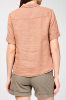 Camisa de lino de manga corta - Pigmento Nuez Moscada - Mujer