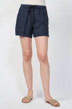 Short En Lin Léger Teint Garmet - Bleu Pétrole - Femme
