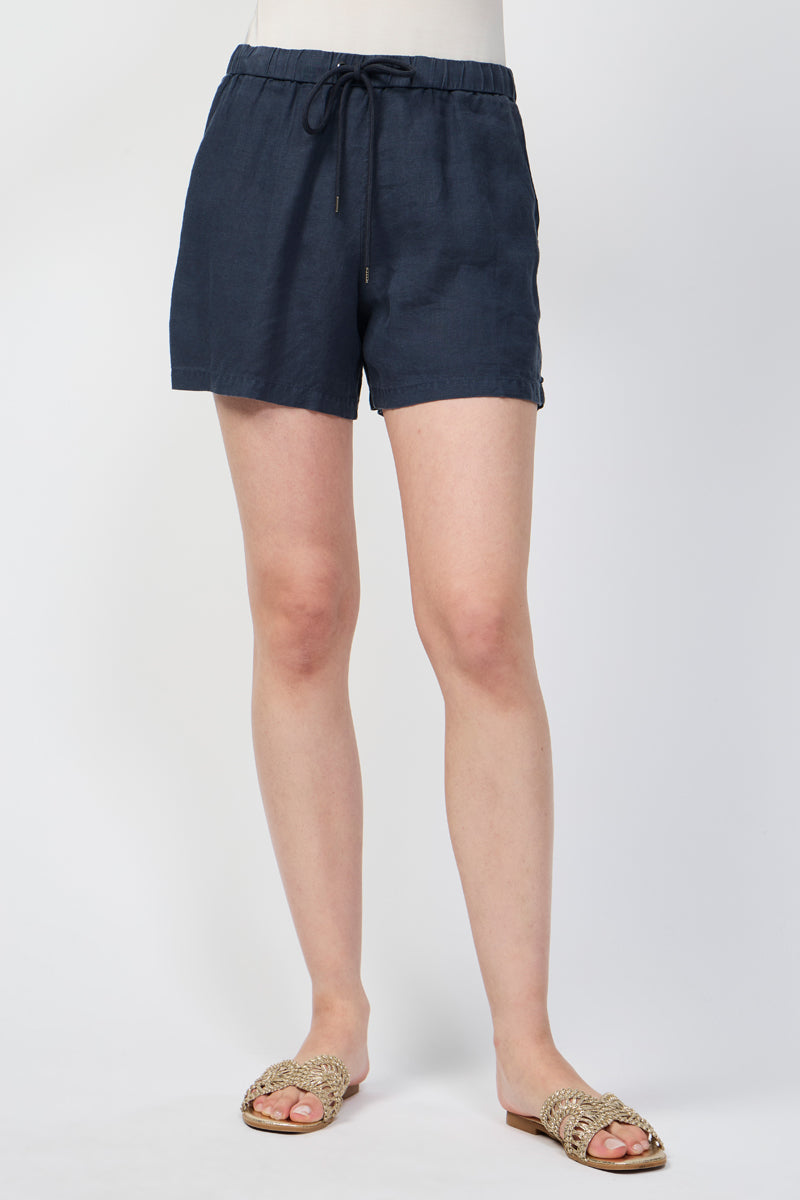 Short En Lin Léger Teint Garmet - Bleu Pétrole - Femme