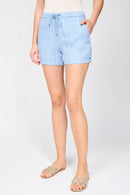 Pantalón corto de lino ligero teñido en prenda - Delta Pigment - Mujer