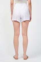 Short En Lin Léger Teint Garmet - Blanc - Femme