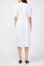Robe Empire En Lin - Blanc - Femme