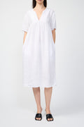 Robe Empire En Lin - Blanc - Femme
