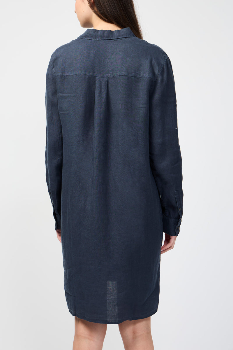 Robe Chemise Légère En Lin - Bleu Pétrole - Femme