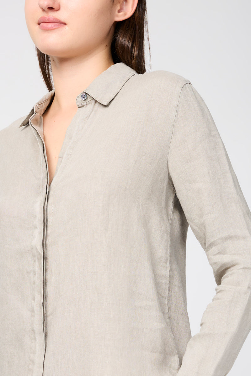 Robe Chemise Légère En Lin - Pigment Limoneux - Femme