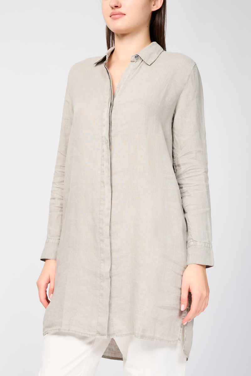 Robe Chemise Légère En Lin - Pigment Limoneux - Femme