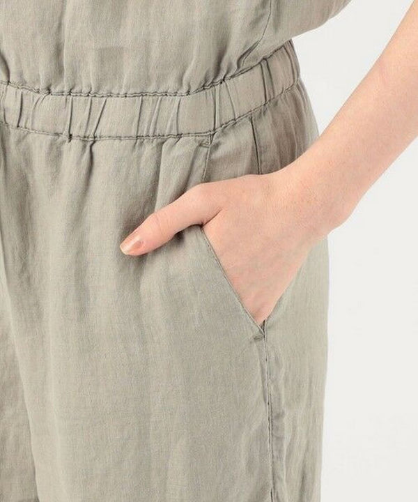 Collarless Linen Jumpsuit - Silt Pigment - Women