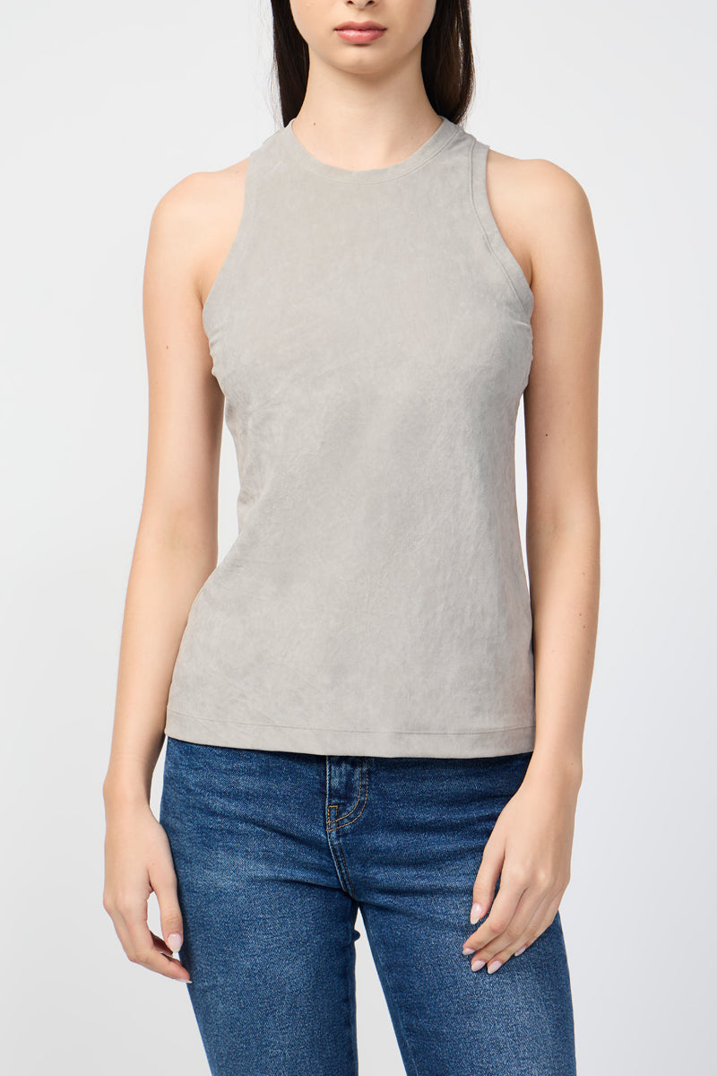 Camiseta sin mangas de terciopelo elástico Cut Away - Dapple - Mujer
