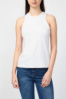 Camiseta sin mangas de terciopelo elástico Cut Away - Talco - Mujer