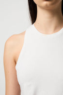 Camiseta sin mangas de terciopelo elástico Cut Away - Talco - Mujer