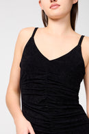 Robe Débardeur En Velours Froncé - Noir - Femme