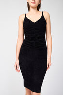 Robe Débardeur En Velours Froncé - Noir - Femme
