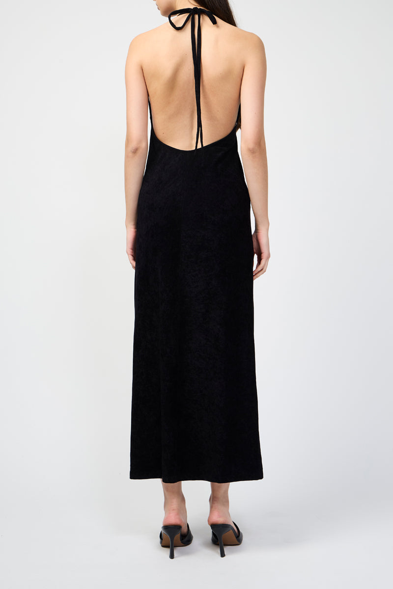 Vestido de terciopelo elástico sin espalda - Negro - Mujer