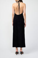 Robe Dos Nu En Velours Extensible - Noir - Femme