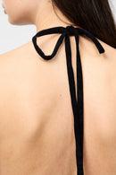 Vestido de terciopelo elástico sin espalda - Negro - Mujer
