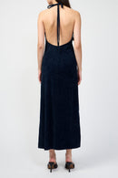 Vestido De Terciopelo Elástico Con Cuello Halter - Constellation - Mujer