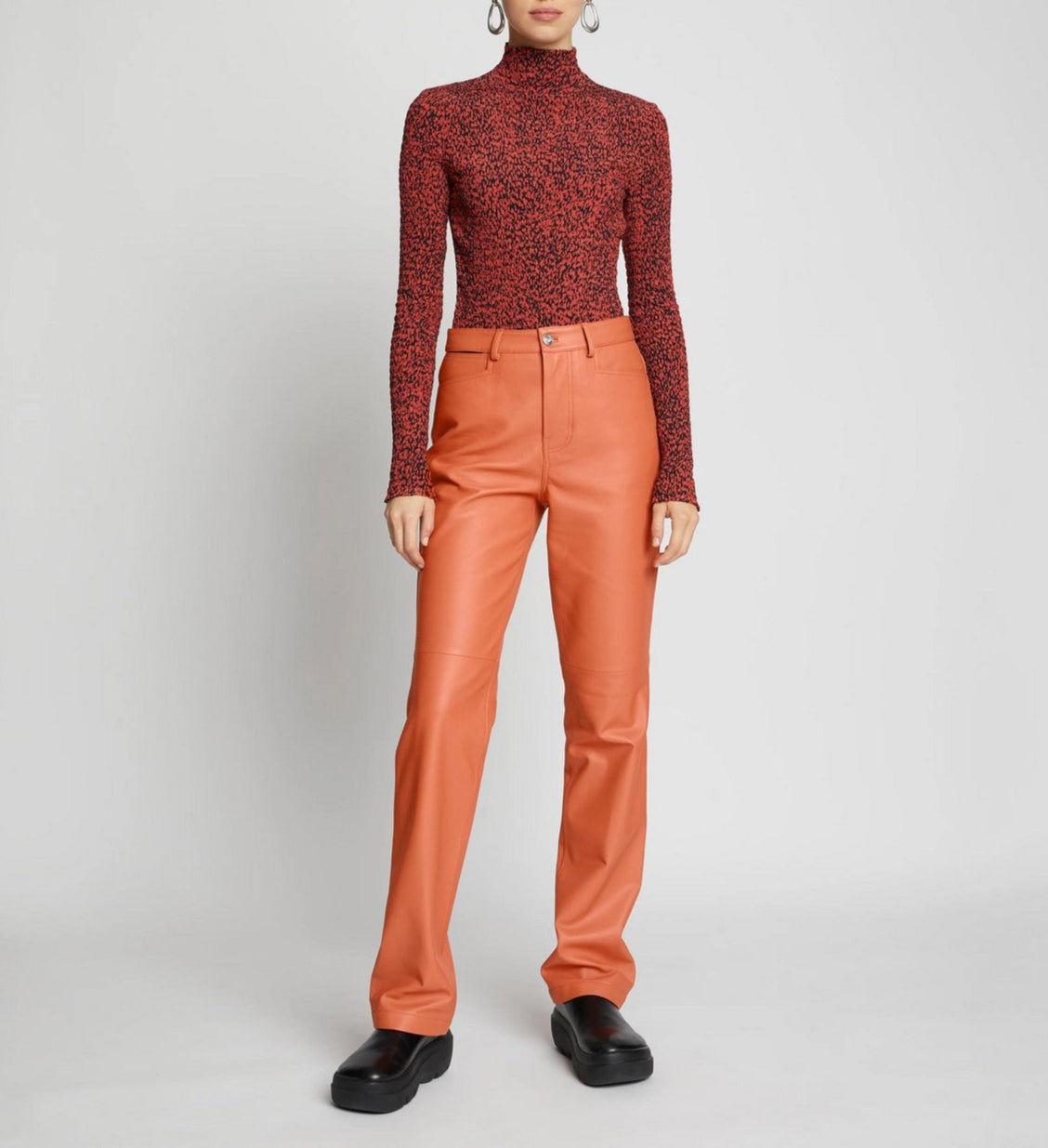 Proenza Schouler - Leather Straight Pants - Terracotta - Femme