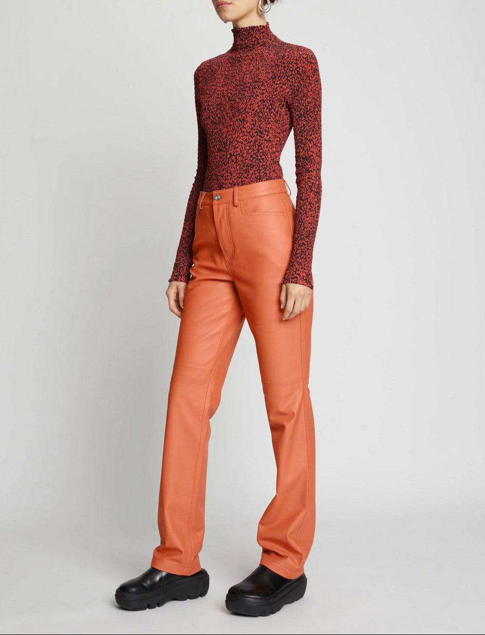 Proenza Schouler - Leather Straight Pants - Terracotta - Femme