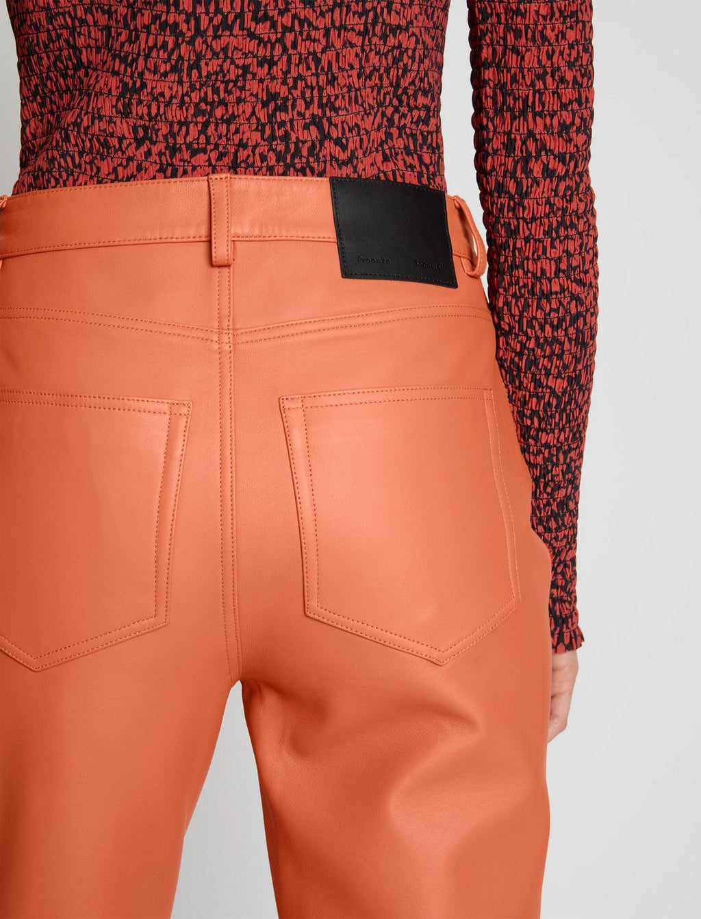 Proenza Schouler - Leather Straight Pants - Terracotta - Femme