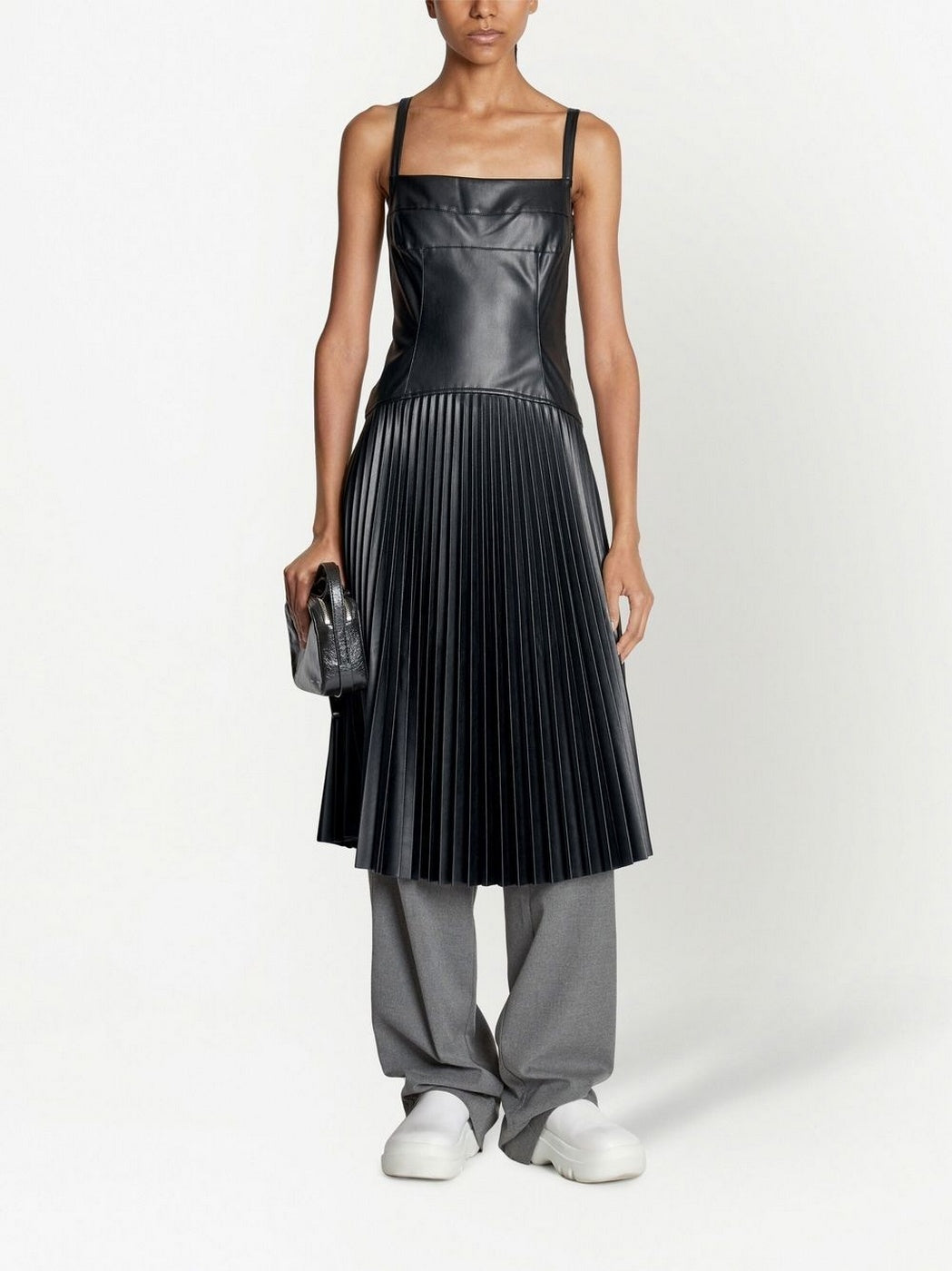 Proenza Schouler - Drop Waist Faux Leather Dress - Black - Mujer