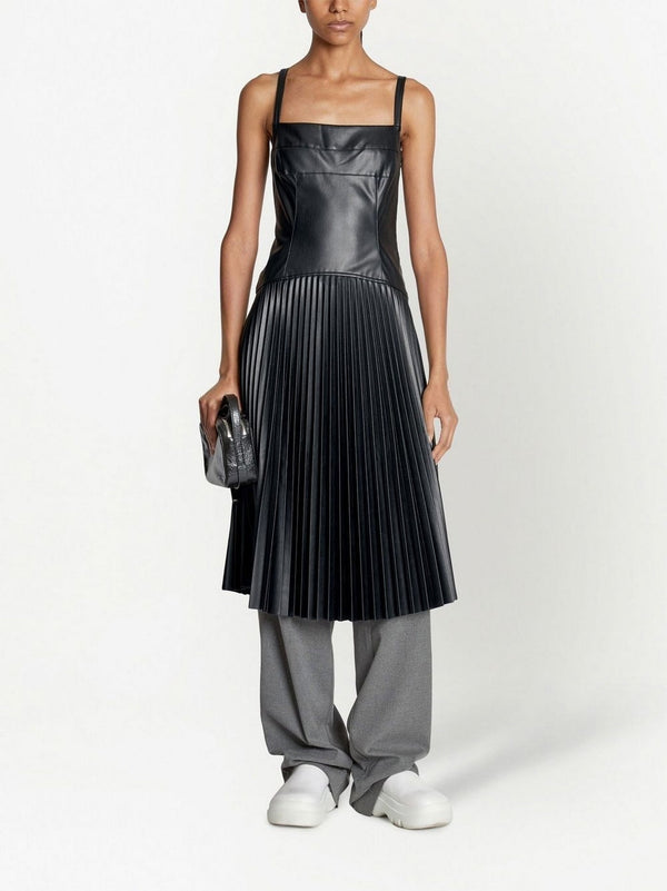 Proenza Schouler - Drop Waist Faux Leather Dress - Black - Femme