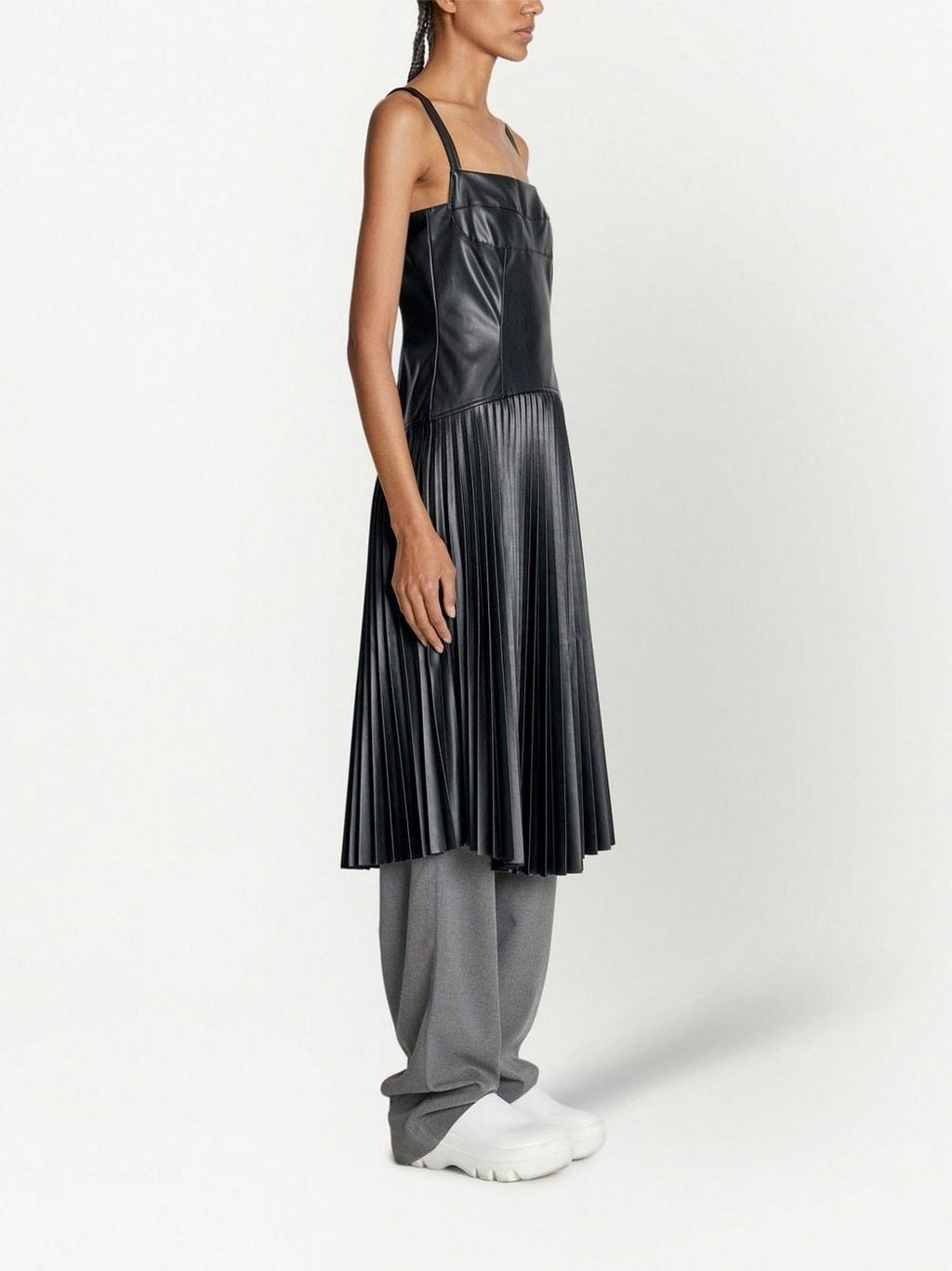 Proenza Schouler - Drop Waist Faux Leather Dress - Black - Mujer