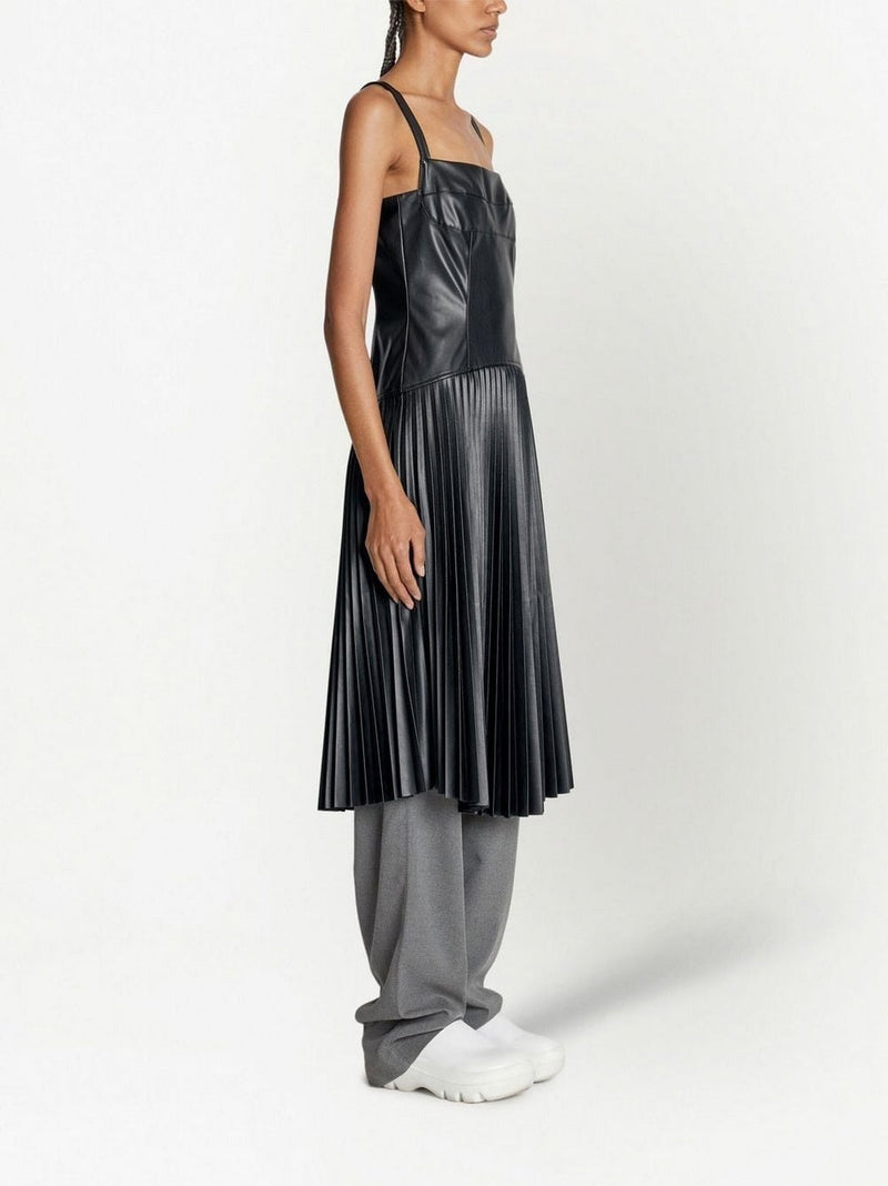 Proenza Schouler - Drop Waist Faux Leather Dress - Black - Femme