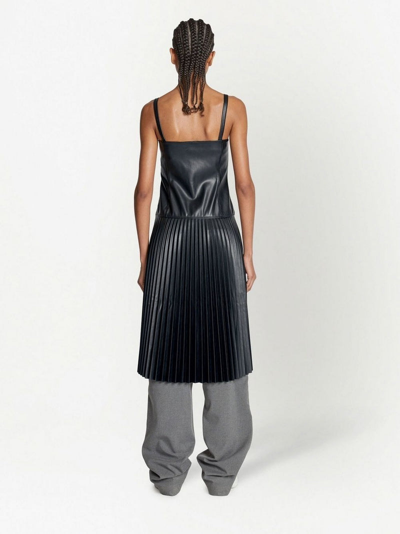 Proenza Schouler - Drop Waist Faux Leather Dress - Black - Femme