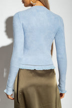 Proenza Schouler - Cropped Turtleneck Chenille Sweater - Periwinkle - Femme