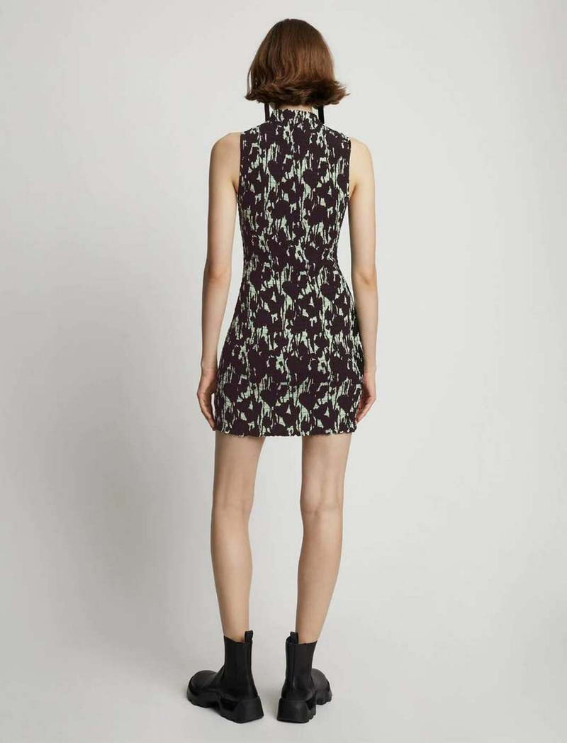 Proenza Schouler - Printed Smocked Mini Dress - Mint/Black - Femme