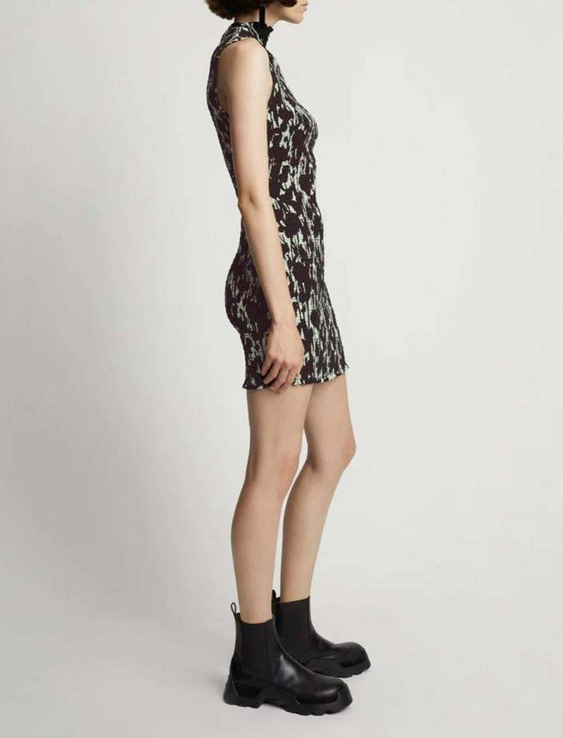 Proenza Schouler - Printed Smocked Mini Dress - Mint/Black - Femme